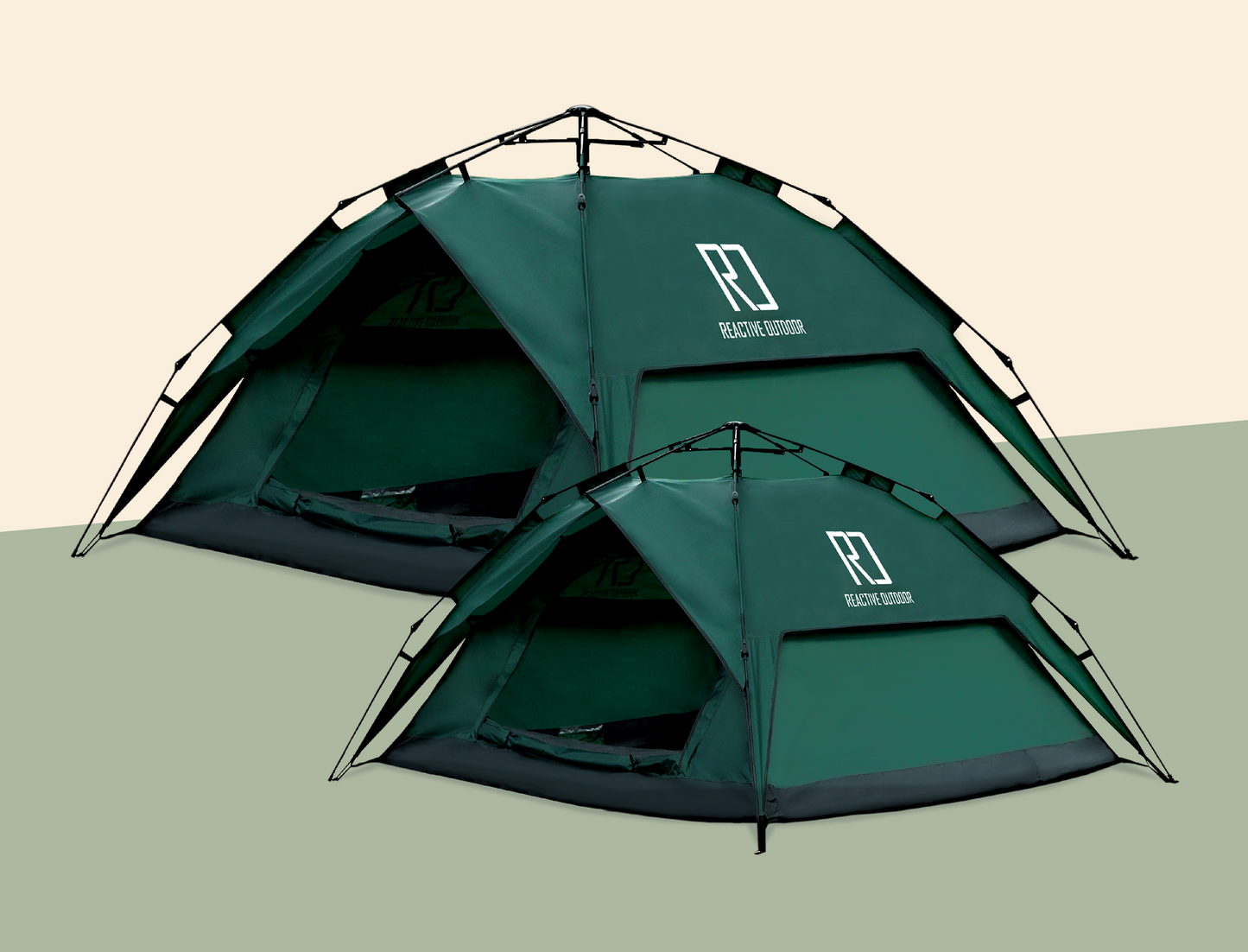 1 kleines + 1 großes 3-Sekunden-Zelt + 2 GRATIS Campingplanen (Bis zu 5 Personen)
