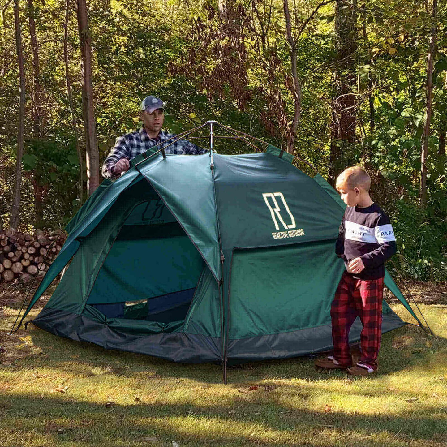 Tente 3 Secs Tent de grande taille + bâche de camping GRATUITE (Pour 2 á 3 personnes)