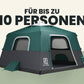 Extragroßes 2-Schritt-Kabinenzelt + KOSTENLOSE Camping-Plane (für bis zu 10 Personen, DE)