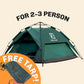 Large-Sized 3 Secs Tent + FREE Camping Tarp (For 2-3 Person, US).