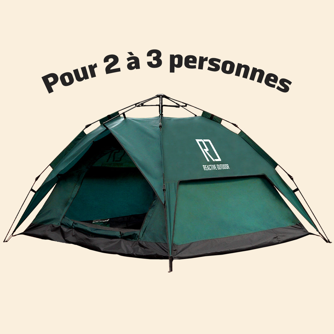 Tente 3 Secs Tent de grande taille + bâche de camping GRATUITE (Pour 2 á 3 personnes)