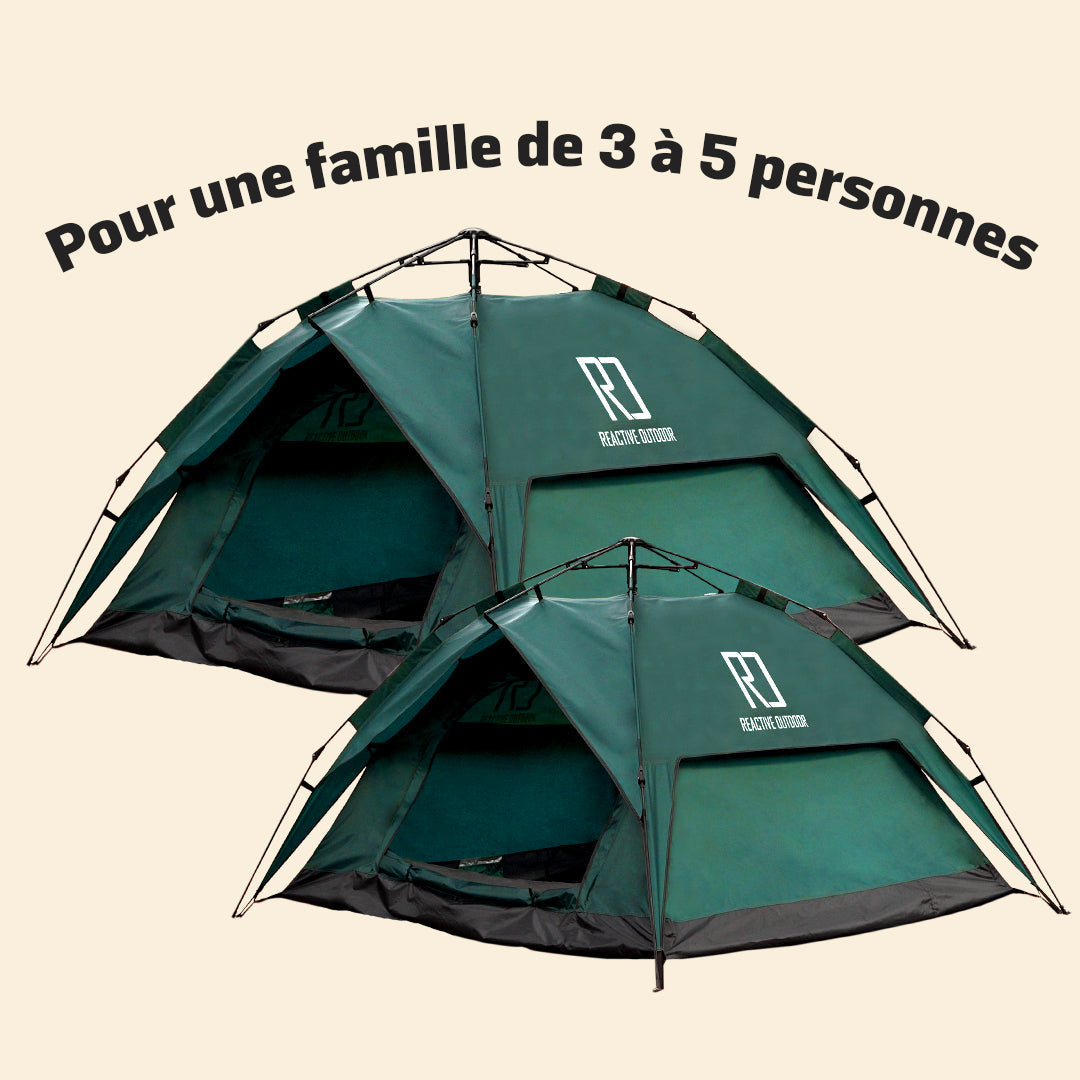 1 Petite + 1 Grande tente 3 Secs + 2 bâches de camping GRATUITES (formule familiale).