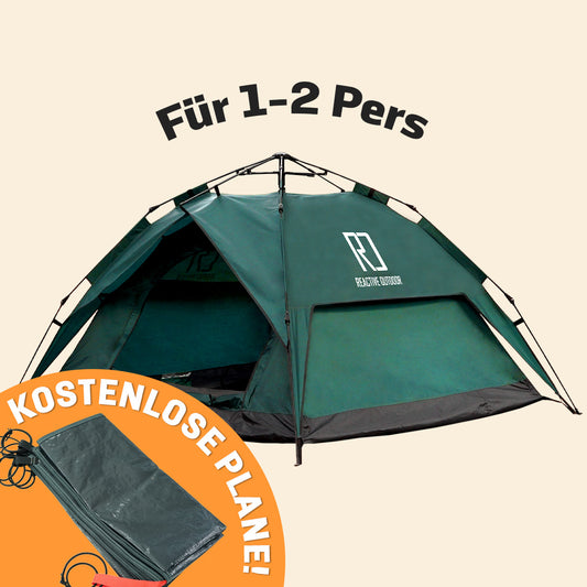 Kleines 3-Sekunden-Zelt + GRATIS Campingplane (Für 1-2 Pers).