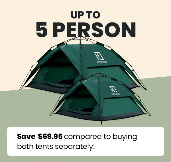 1 kleines + 1 großes 3-Sekunden-Zelt + 2 GRATIS Campingplanen (Bis zu 5 Personen)
