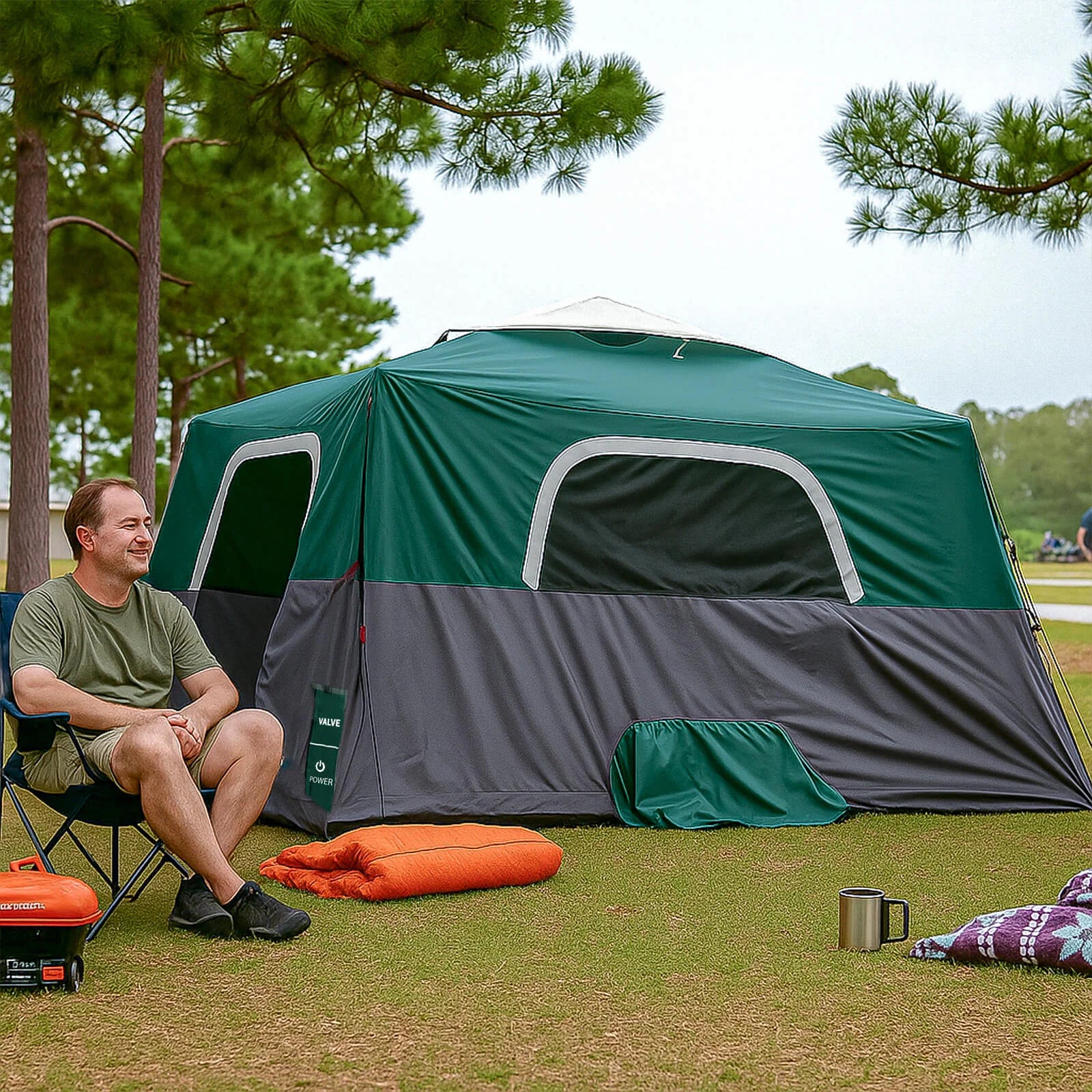 2-Step Cabin Tent at a family campsite